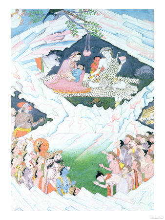 The Holy Family of Shiva and Parvati on Mount Kailash