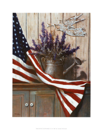 Flag with Purple Flowers