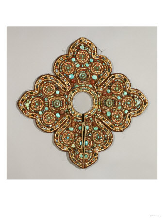 A Rare Tibetan Textile Collar Decorated with Semi-Precious Stones, Late 19th Century