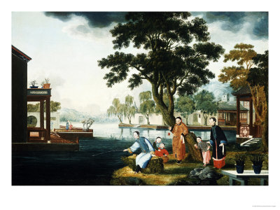 Summer: a Family Fishing by a Lake