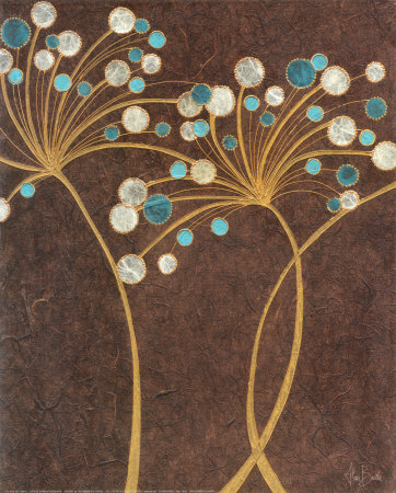 Teal Bubble Flowers Art Print
