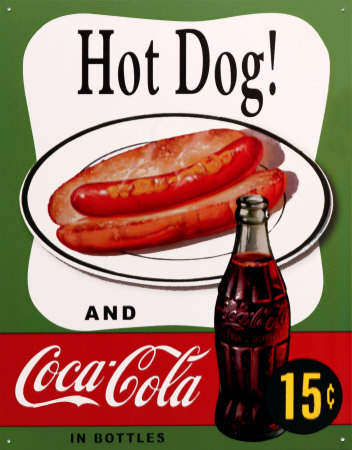 Hot Dog and Coca Cola Tin Sign