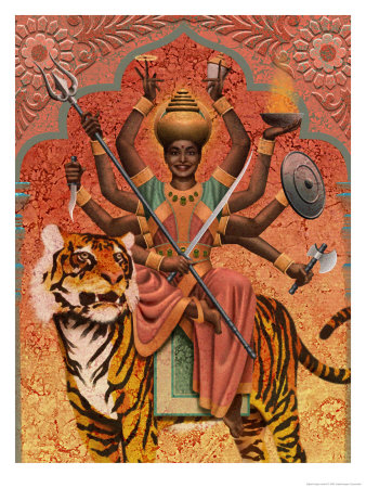 A View of Durga, the Indian Goddess of War, Sitting on a Tiger