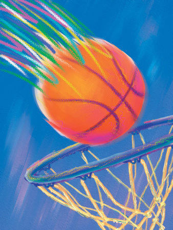 Basketball Going into Hoop Poster
