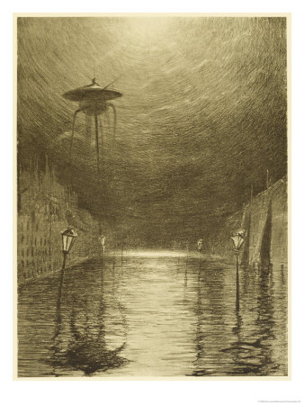 The War of the Worlds, a Martian Machine Over the Flooding Thames
