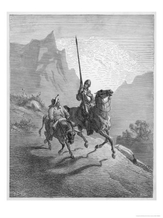 Don Quixote with Sancho Panza Riding Along a Mountain Pass