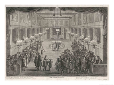 Interior of a Synagogue, The Rabbi Blesses the People