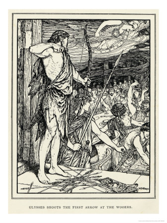 Odysseus Shoots the First Arrow at the Suitors