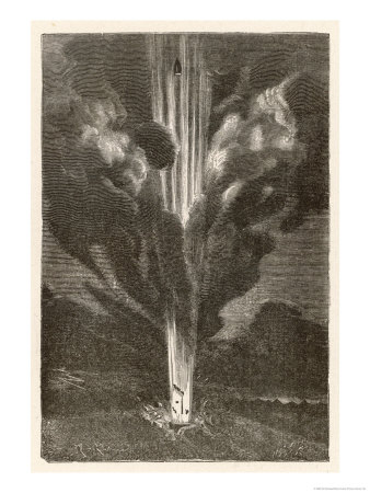 De La Terre a La Lune, Blast-Off! the Moon-Projectile Shoots Away from the Earth