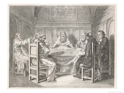Mikolai Kopernik (Copernicus) the Polish Astronomer Explains His Ideas Around a Table