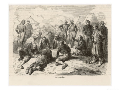 Off-Duty Soldiers in a French Camp During the Crimean War Enjoy a Game of "Lotto"