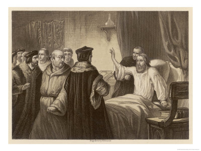 John Wyclif on His Sickbed at Oxford in 1378 the Religious Reformer is Assailed by Friars