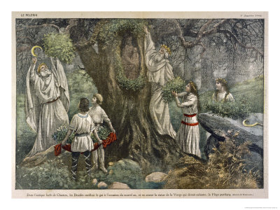 In a Forest Near Chartres France Druids Collect Mistletoe for Ritual Purposes