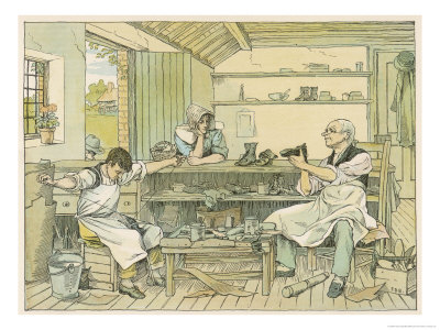 The Village Cobbler (Shoe Repairer) Appraises a Pair of Well-Worn Boots