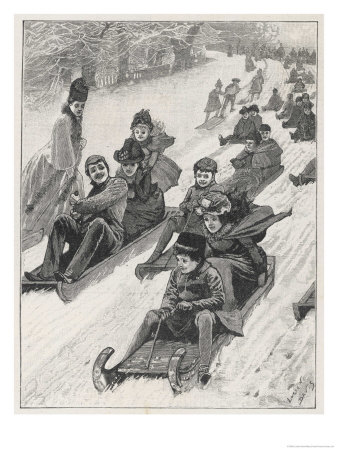 Lots of Children Tobogganing