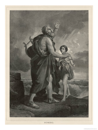 Homer the Blind Greek Poet is Guided on His Travels by a Young Boy