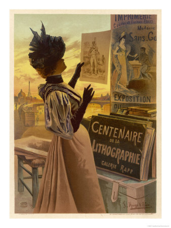 An Elegant Woman Looks at Loose Prints on the Paris Quais Giclee Print
