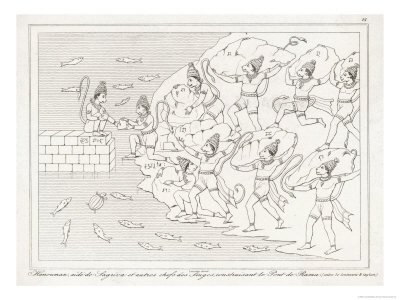 Hanuman the Monkey God and His Monkey Companions Build the Bridge of Rama to Ceylon