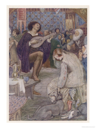 Minstrel Entertains the Company in a Norman Hall