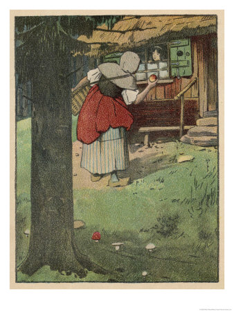 The Wicked Queen in Disguise Brings a Poisoned Apple to Snow White