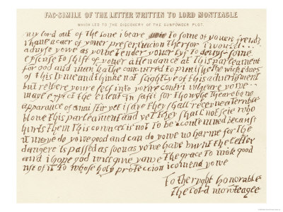 Anonymous Letter Sent to Lord Monteagle Warning Him Not to Attend Parliament