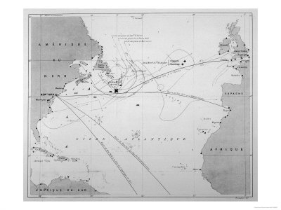 Pilot Chart Showing the Intended Journey of the Titanic Across the Atlantic Ocean