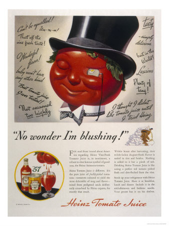 Advertisement for Heinz Tomato Juice Featuring a Very Red Faced Man with a Monacle