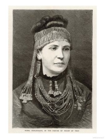 Madame Schliemann Wife of Archeologist Heinrich Schliemann Wearing Ornaments Found