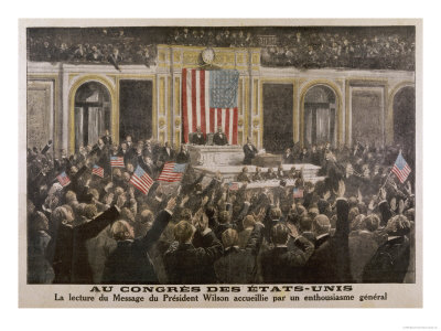 American President Woodrow Wilson Asks Congress to Declare War
