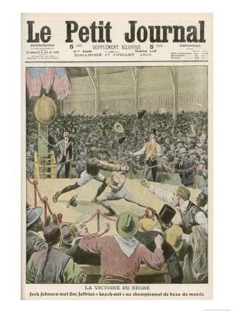 Crushing Right-Hander from Jack Johnson Sends Jim Jeffries to the Canvas and Knocks Him Out