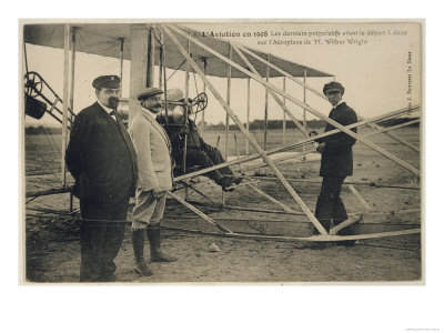 Wilbur Wright Makes a Last Minute Check Before Taking to the Air with a Passenger