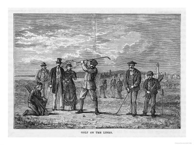 Golfer Prepares to Drive the Ball During a Round on the Old Course at St. Andrews Scotland Poster