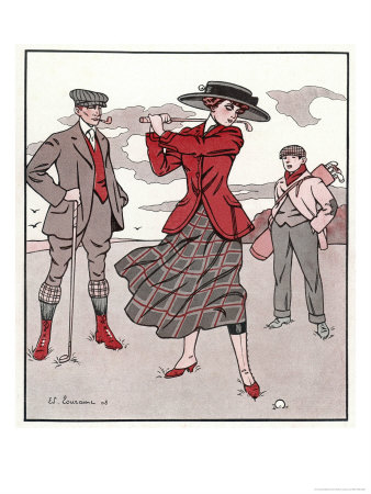 Golfer Watches Grimly as His Female Partner Plays a Winning Stroke Poster