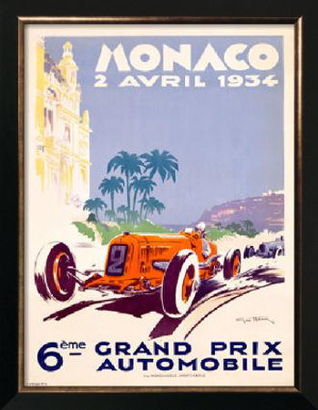 Monaco Grand Prix F1 Race, c.1934 Poster