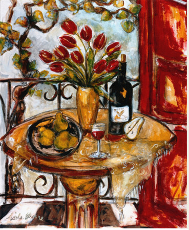 Still Life Wtih Blooming Red Tulips