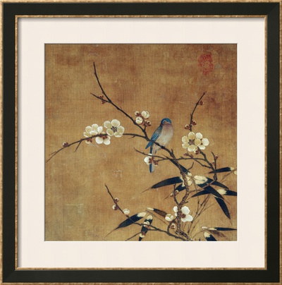 Blue Bird on a Plum Branch with Bamboo (13th/14th Century)