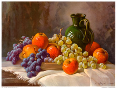 Apfel und Weintrauben