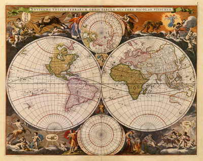  World  on Name  New World Map  17th Century Posters