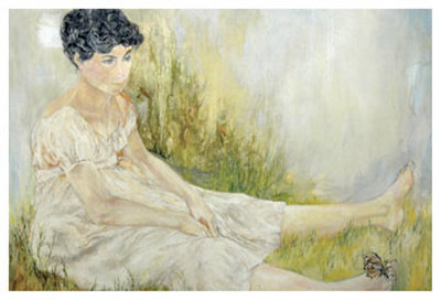 Woman with Butterfly Poster