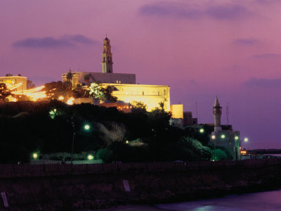 Sunset Behind Coastal Town of Jaffa, Tel Aviv, Israel