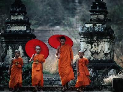 Buy Novice Monks at Doi Kong Mu Temple, Mae Hong Son, Thailand at AllPosters.com