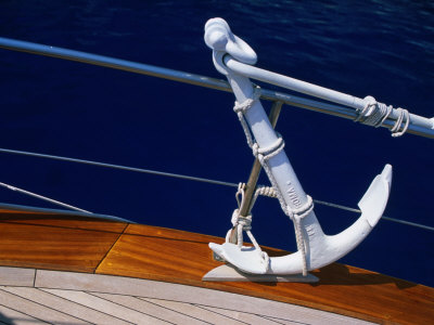 Anchor of Yacht Sailing on Gulf of Orosei, Sardinia, Italy