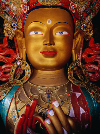 Statue of Maitreya Buddha at Thiksey Monastery, Ladakh, India