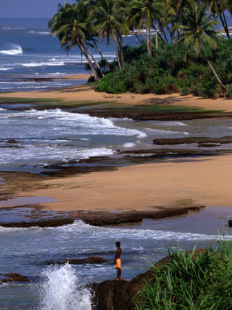 Boy Standing on Seashore Galle, Sri Lanka