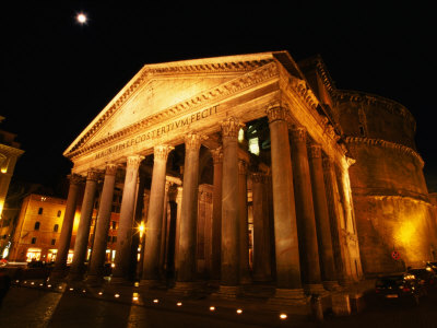 Full Moon Over Pantheon and Portico, Rome, Italy