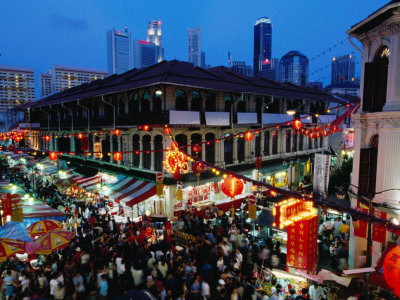 Chinatown District at Dusk, Singapore, Singapore