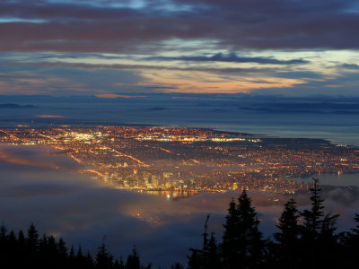 City from Grouse Mountain at Sunset, North Vancouver, Vancouver, Canada