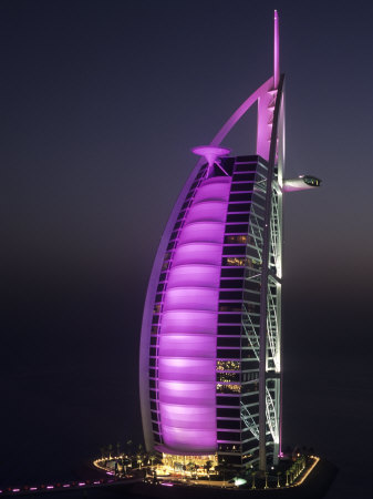 Buy Burj Al Arab Hotel at Night, Dubai, United Arab Emirates at AllPosters.com