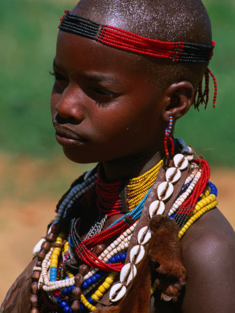 Buy Girl Wearing Traditional Beads, Omo National Park, Ethiopia at AllPosters.com
