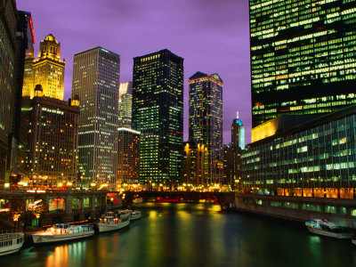 The City and River from the Michigan Bridge,Chicago, Illinois, USA